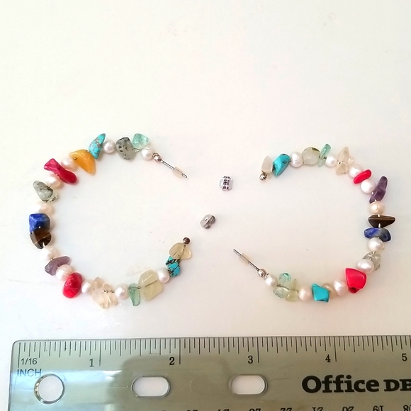 Zara gemstone and pearl hoop earrings! - Picture 5 of 6